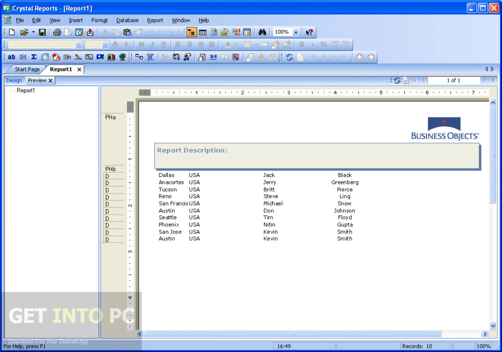 Crystal reports version 9